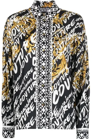 VERSACE Brushed logo-print long-sleeve shirt