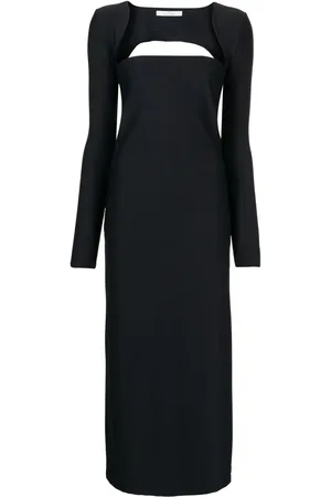 Rokh Square-neck long-sleeve midi dress