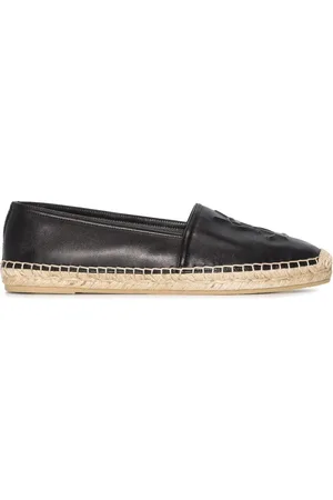 Saint Laurent Embossed-logo leather espadrilles