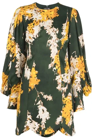 DEL CORE Floral-print scallop-hem mini dress