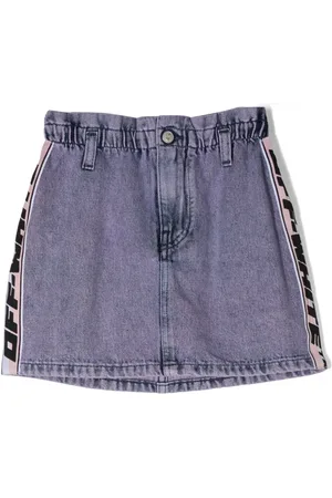 OFF-WHITE Logo-stripe denim skirt