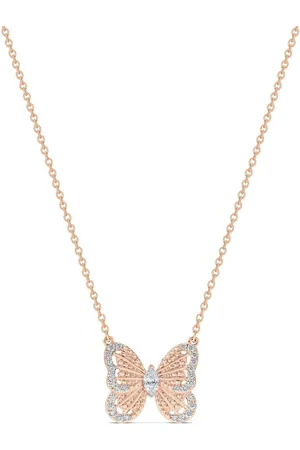 De Beers 18kt rose gold Portraits of Nature butterfly diamond pendant necklace
