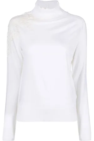 ERMANNO SCERVINO Lace-detail roll-neck jumper