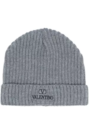 VALENTINO VLogo-embroidered ribbed wool beanie