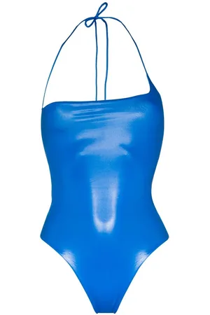 The Attico Sheen crossover halterneck swimsuit