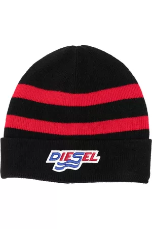 Diesel Logo striped beanie hat