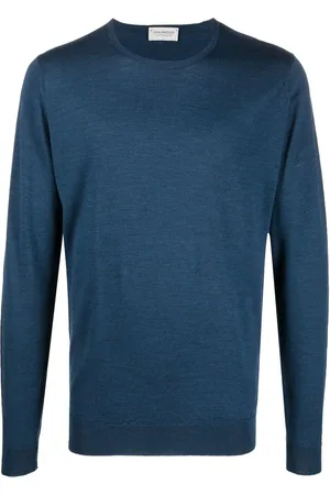 JOHN SMEDLEY Fine-knit ribbed-trim jumper