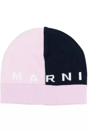 Marni Girls Beanies - Logo colour-block beanie hat