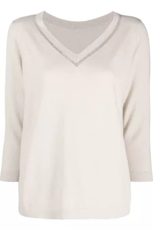 Fabiana Filippi Women Jumpers - V-neck metallic trim jumper