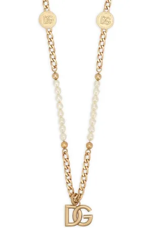 Dolce & Gabbana Pearl curb-chain necklace