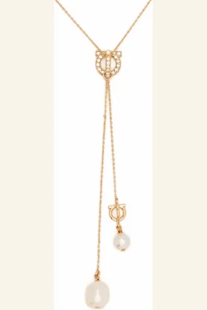Salvatore Ferragamo Gancini crystal pearl necklace