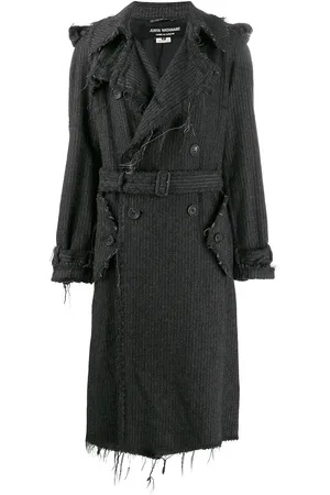 Comme des Garçons Pinstripe frayed trench coat