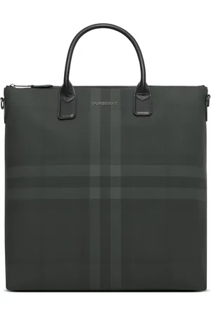 Burberry Check-pattern leather-trim tote bag