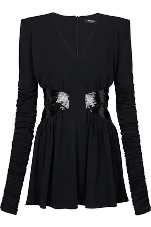 Balmain Sequin-embellished V-neck mini dress