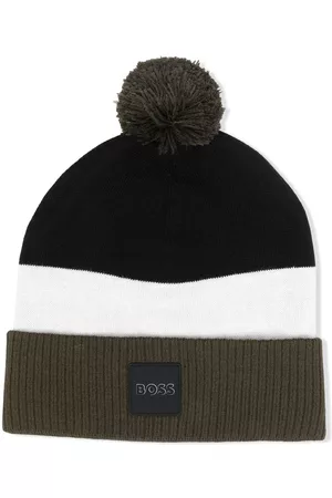 BOSS Kidswear Logo-patch bobble hat