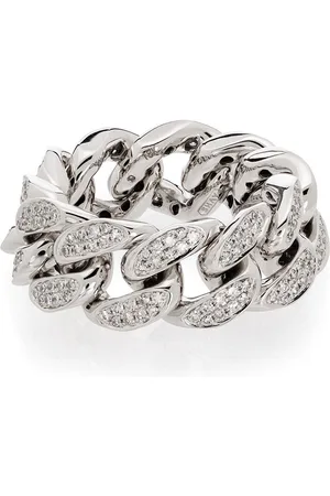 Shay 18kt gold flat-link diamond ring