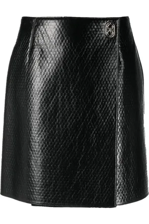 Salvatore Ferragamo Embossed wrap leather skirt