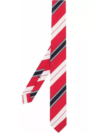 Thom Browne Diagonal-stripe logo-patch tie