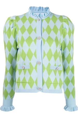 pushBUTTON Diamond-pattern buttoned cardigan