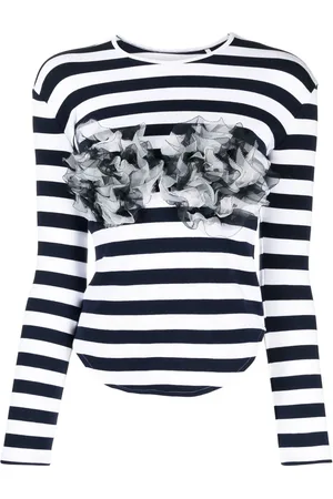 pushBUTTON Ruffle striped top