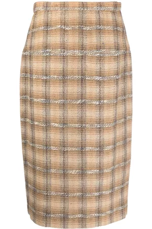 CHANEL 1980s plaid-check pencil skirt