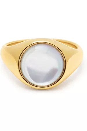Nialaya Large pearl signet ring