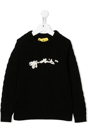 OFF-WHITE Logo-embroidered cable-knit jumper
