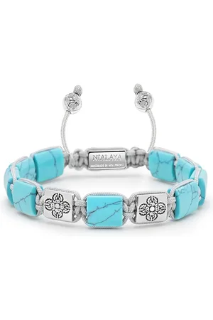 Nialaya Engraved-charm beaded bracelet