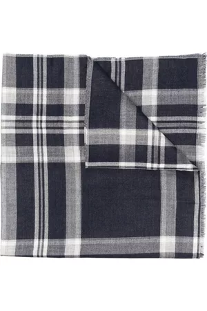 BRIONI Men Scarves - Check-print cashmere-silk scarf