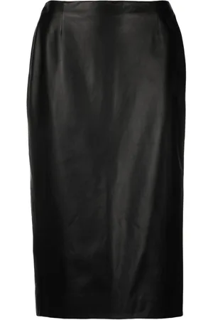 Ralph Lauren Fitted leather midi skirt