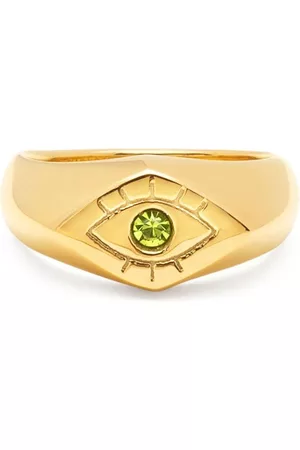 Nialaya Embellished evil-eye engraved signet ring