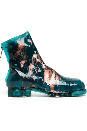 GUIDI Paint-splatter detail ankle boots
