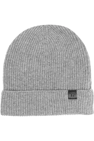 Tom Ford Men Beanies - Logo-patch ribbed-knit beanie