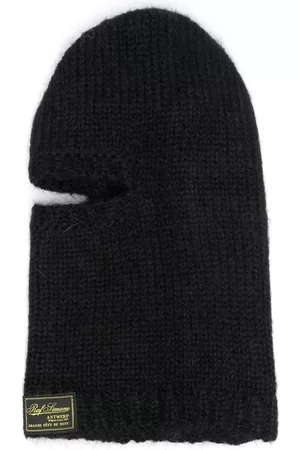 RAF SIMONS Knitted logo-patch balaclava hat