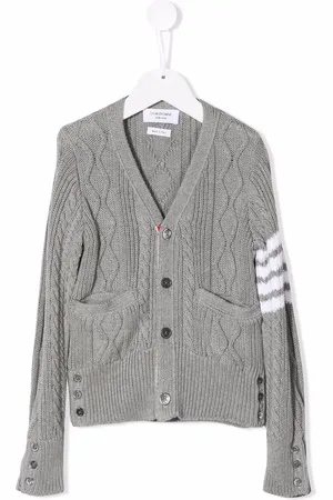 Thom Browne 4-Bar cable-knit cotton cardigan
