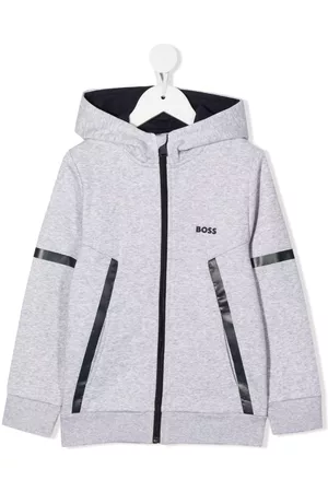 HUGO BOSS Boys Hoodies - Tape-detail fleece hoodie