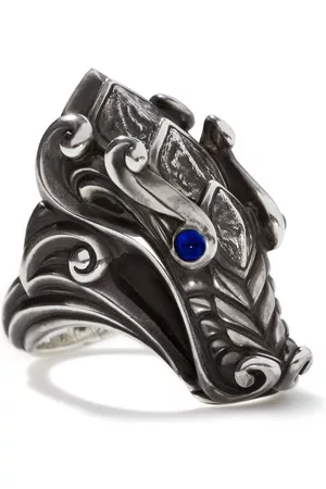John Hardy Men Rings - Legends Naga sterling and sapphire ring