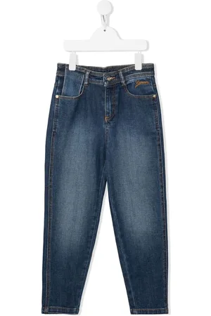 Lanvin Embroidered-logo tapered jeans