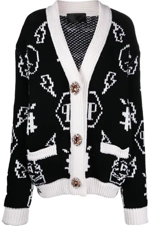 Philipp Plein Jacquard logo cardigan