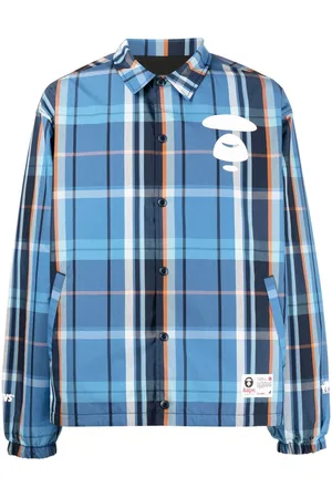 A Bathing Ape Tartan-check logo shirt jacket