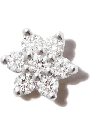 Maria Tash 18kt white gold flower diamond single stud earring