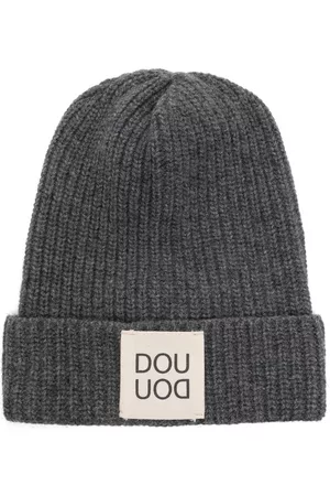 DOUUOD KIDS Logo-patch rib-knit beanie