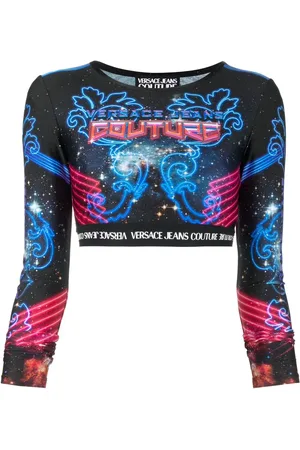 VERSACE Logo-print cropped top