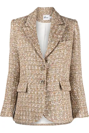 Self-Portrait Metallic checked tweed blazer