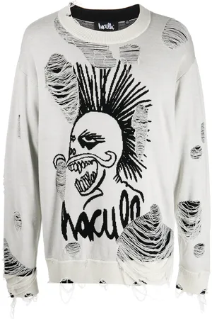 HACULLA Logo-knit distressed jumper