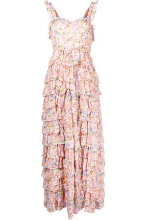 LOVESHACKFANCY Floral-print tiered dress