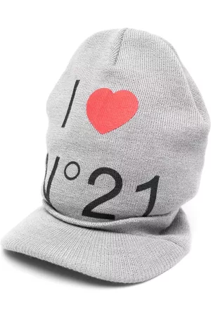 Nº21 Girls Caps - Curved-peak logo-knit cap