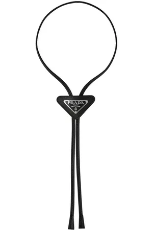 Prada Men Bow Ties - Logo-plaque leather bolo tie