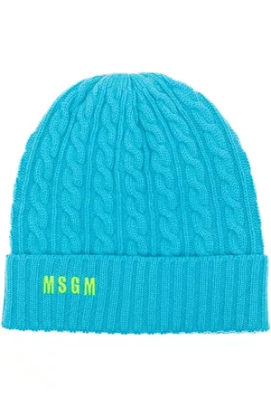 Msgm Women Hats - Cable-knit logo-embroidered hat