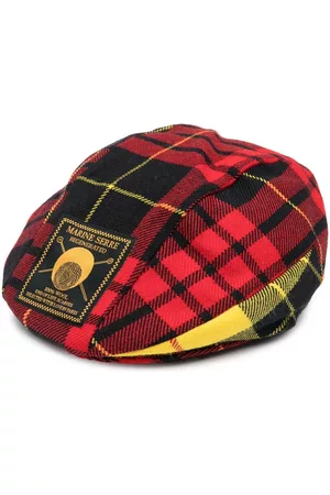 Marine Serre Regenerated tartan logo-patch beret